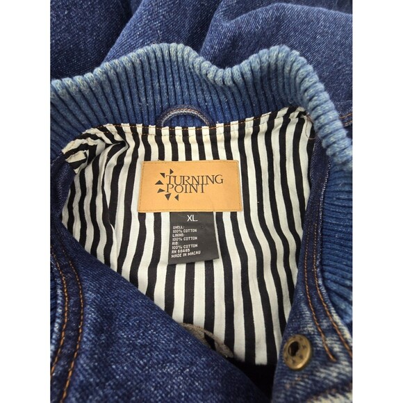 VTG Turning Point Denim 2-Tone Bomber Jacket 90' Embroidered John Deere Sz XL - Picture 10 of 10